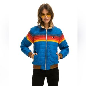 LIKE NEW!!! Aviator Nation 5 Stripe Jacket- snorkel blue. Size small.